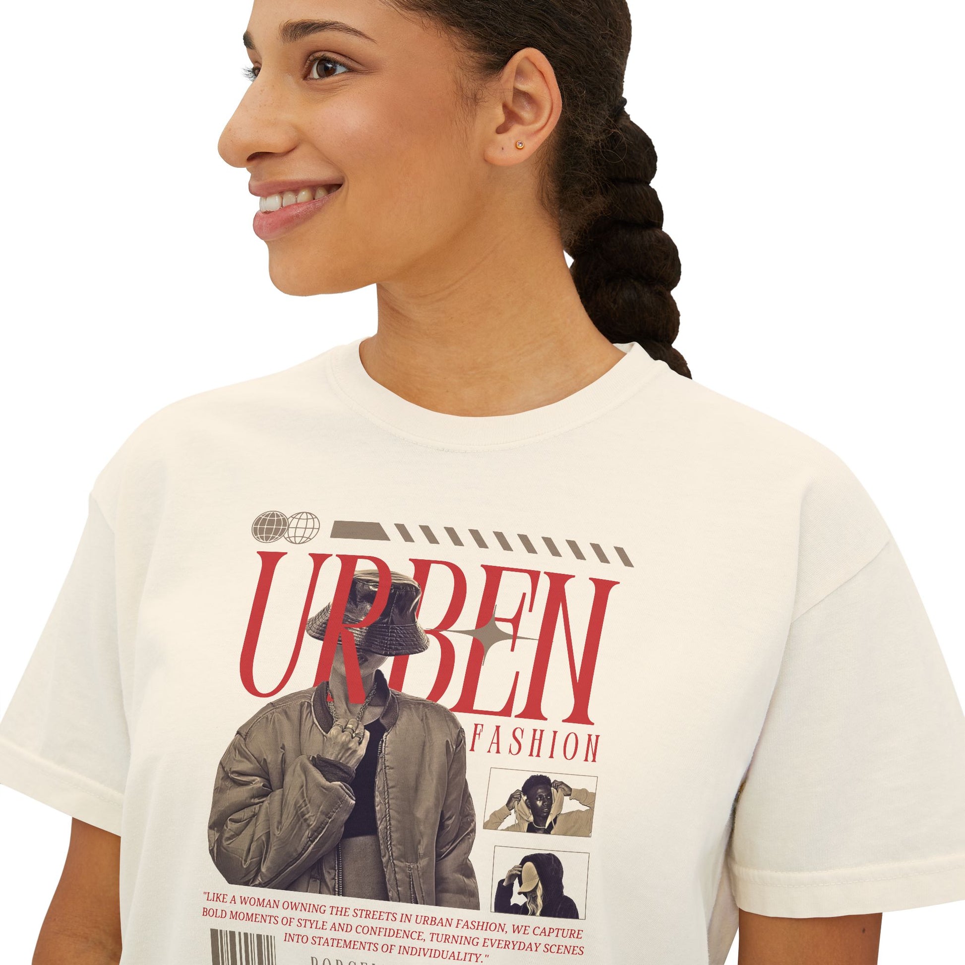 Urban Fashion Women's Boxy Tee, Trendy Crop Top, Casual Shirt, Streetwear Style, Gift for Fashion Lovers