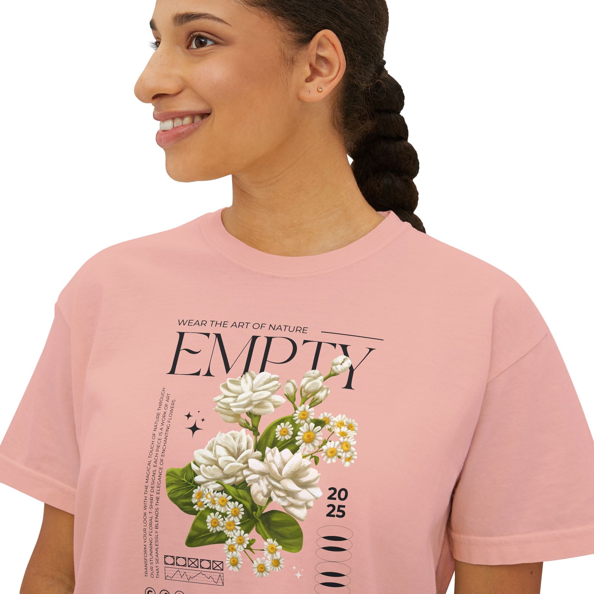 Floral Women’s Boxy Tee, Casual Style, Spring Fashion, Graphic Tee, Gift for Her, Eco-Friendly T-Shirt