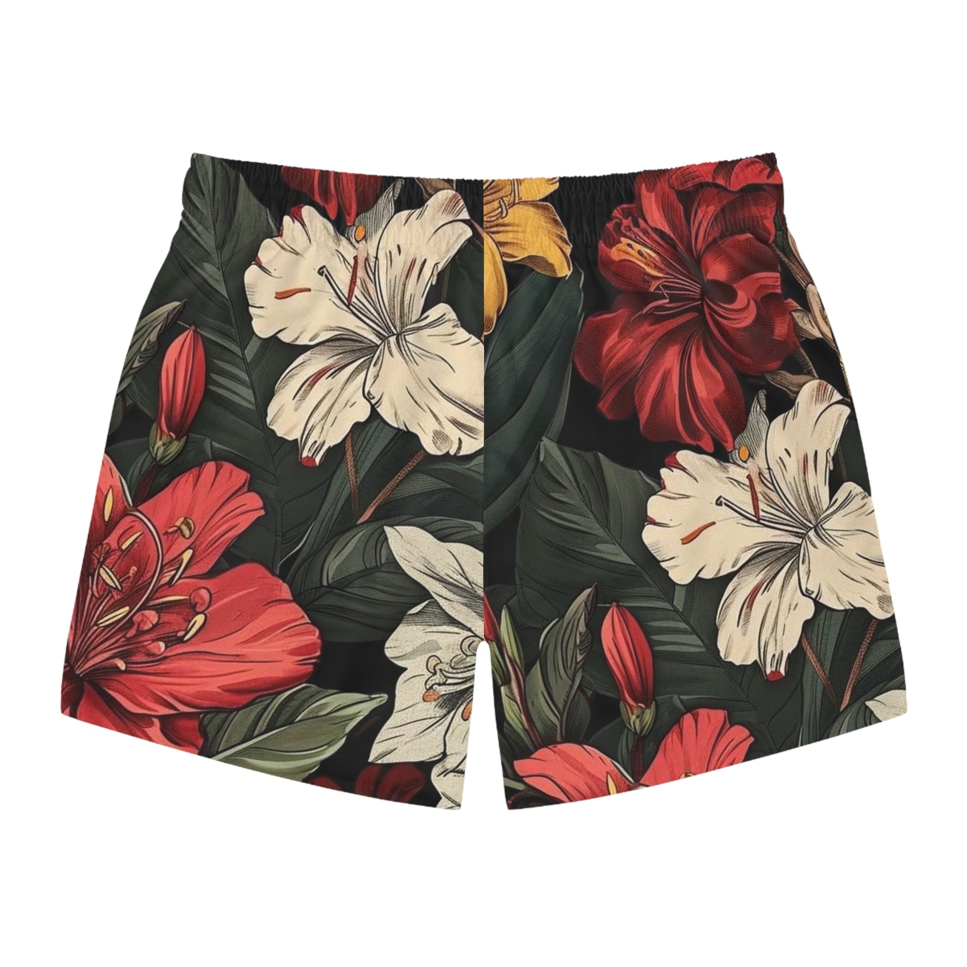 Tropical Floral Swim Trunks, Vacation Beach Shorts, Summer Swimwear, Men's Swim Shorts, Active Lifestyle Apparel