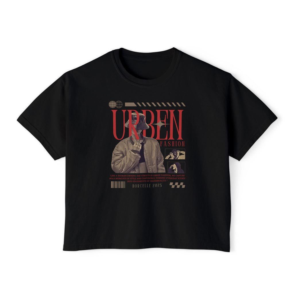 Urban Fashion Women's Boxy Tee, Trendy Crop Top, Casual Shirt, Streetwear Style, Gift for Fashion Lovers