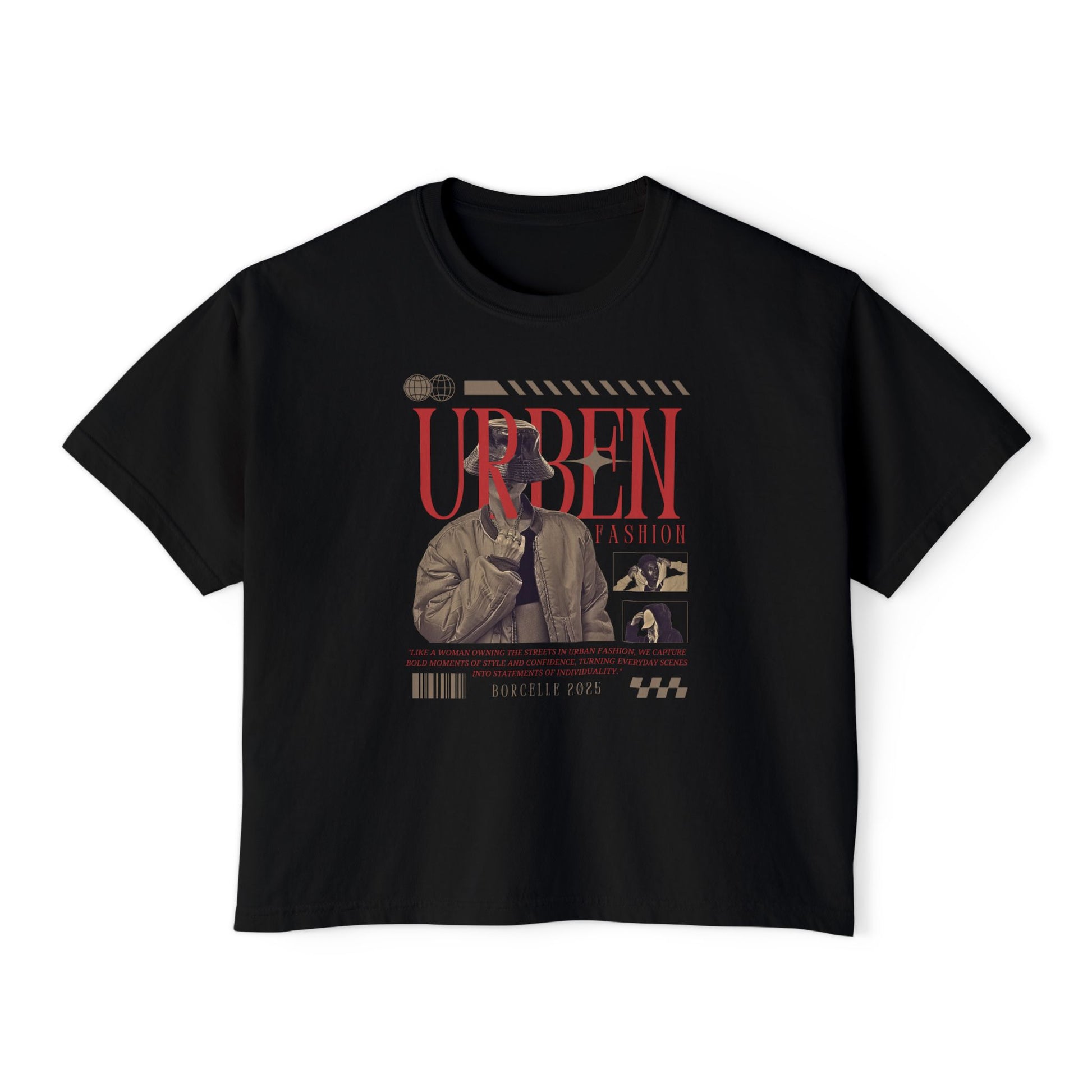 Urban Fashion Women's Boxy Tee, Trendy Crop Top, Casual Shirt, Streetwear Style, Gift for Fashion Lovers