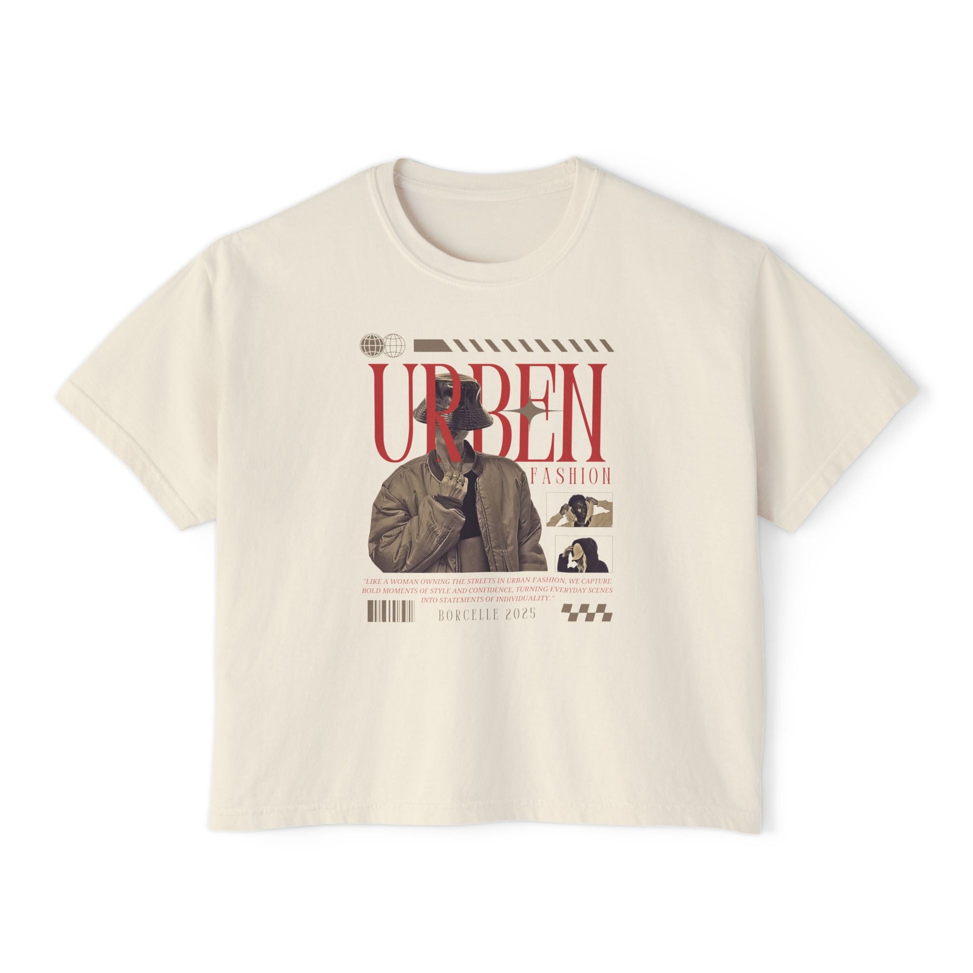 Urban Fashion Women's Boxy Tee, Trendy Crop Top, Casual Shirt, Streetwear Style, Gift for Fashion Lovers