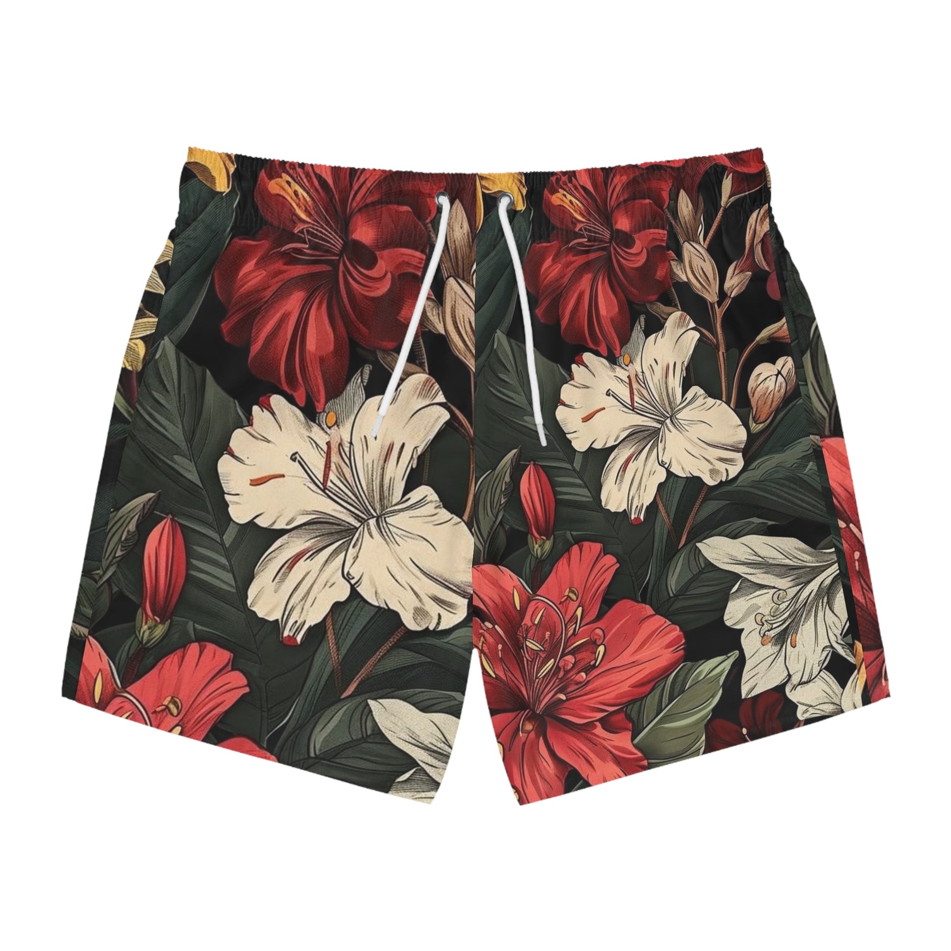 Tropical Floral Swim Trunks, Vacation Beach Shorts, Summer Swimwear, Men's Swim Shorts, Active Lifestyle Apparel